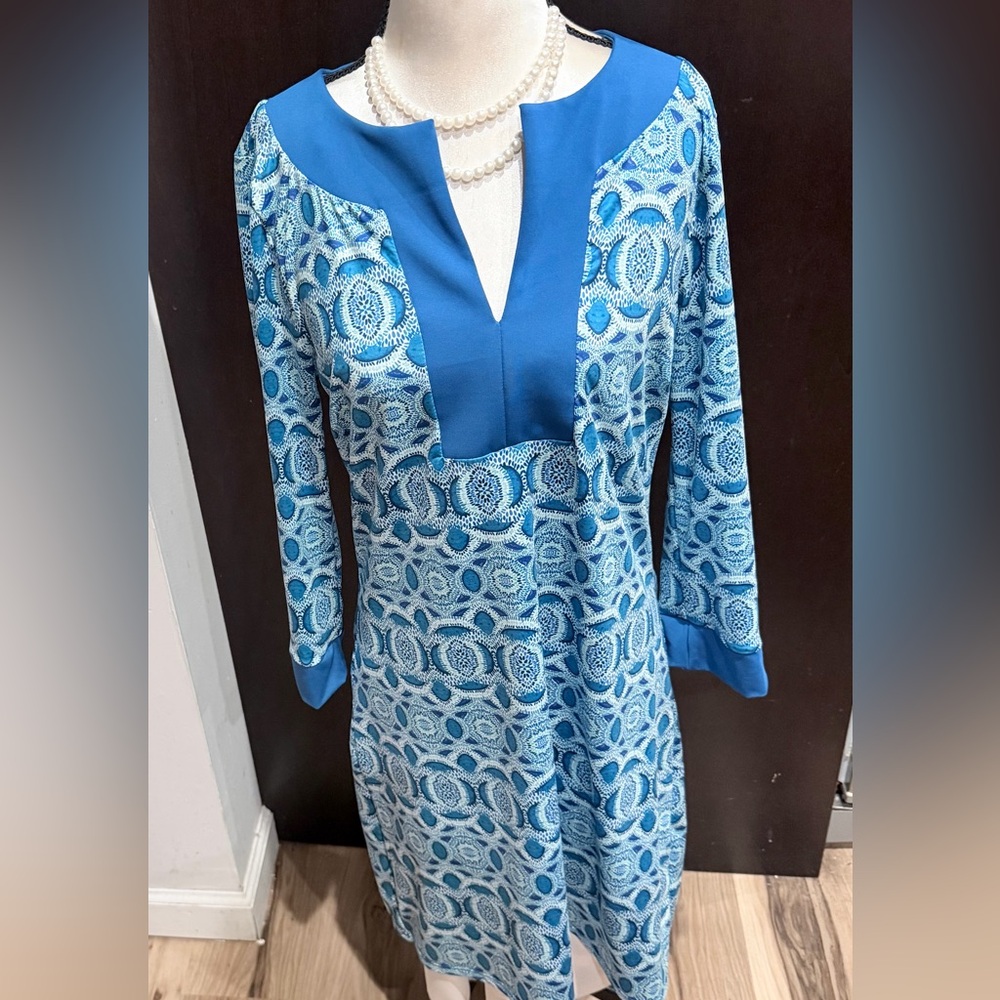 Cabana Life Teal and White Patterned Dress